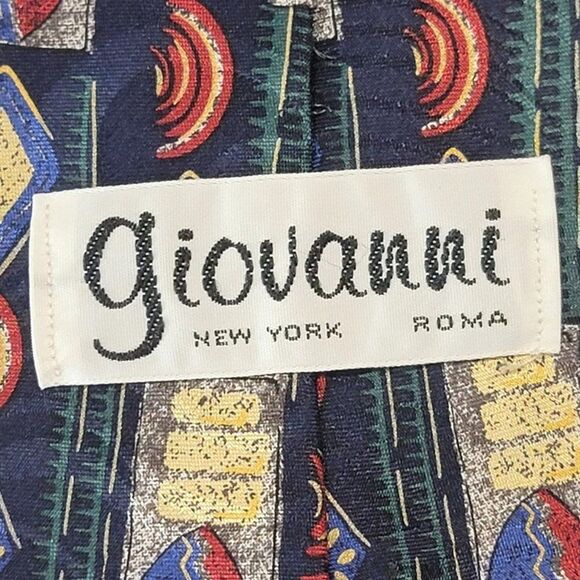 Giovanni Colorful Mixed Pattern Silk Mens Neck Tie Multicolor 58X4 Geometric - Picture 5 of 7